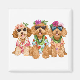 Hawaiian Goldendoodle Dogs Flower Lei Magneet