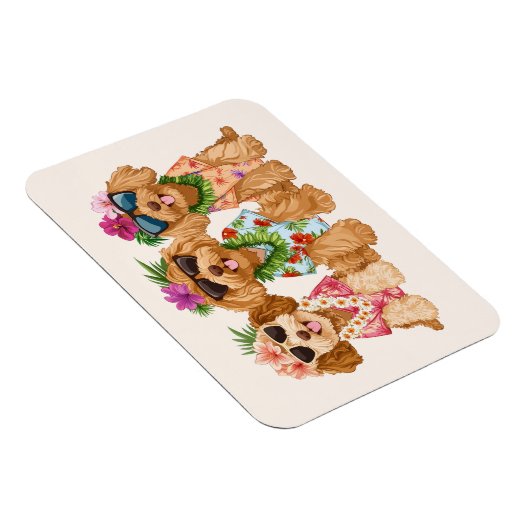 Hawaiian Goldendoodle Dogs Flower Lei Magneet (Rechterzijde)