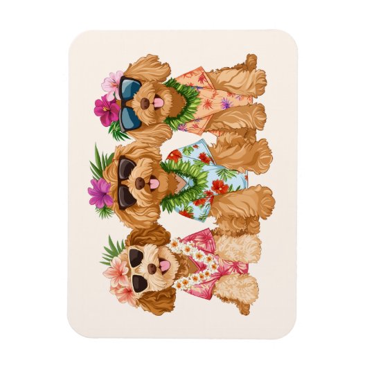 Hawaiian Goldendoodle Dogs Flower Lei Magneet (Verticaal)