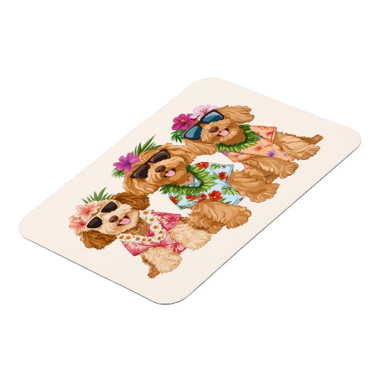 Hawaiian Goldendoodle Dogs Flower Lei Magneet (Linkerzijde)