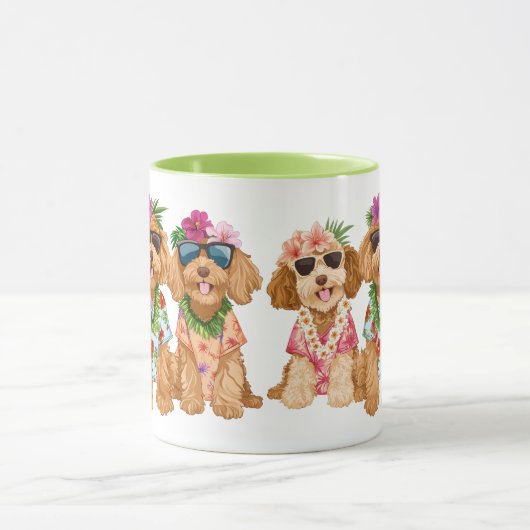 Hawaiian Goldendoodle Dogs Flower Lei Mok (Midden)