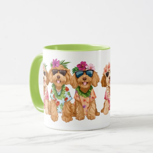 Hawaiian Goldendoodle Dogs Flower Lei Mok (Voorkant links)