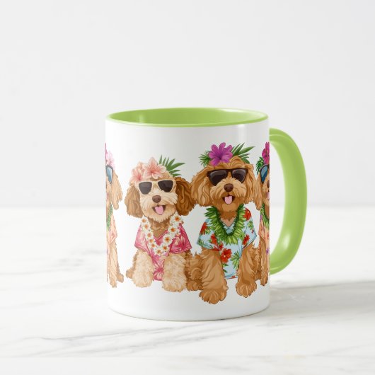 Hawaiian Goldendoodle Dogs Flower Lei Mok (Voorkant rechts)
