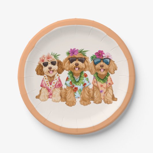 Hawaiian Goldendoodle Dogs Flower Lei Papieren Bordje (Voorkant)