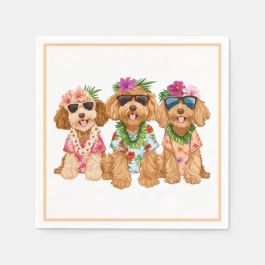Hawaiian Goldendoodle Dogs Flower Lei Servet (Voorkant)