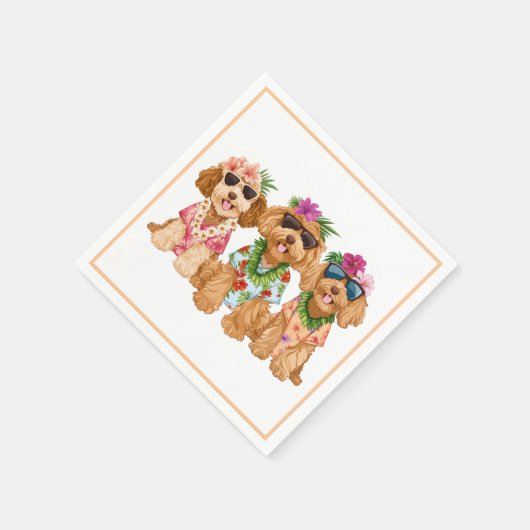 Hawaiian Goldendoodle Dogs Flower Lei Servet (Hoek)