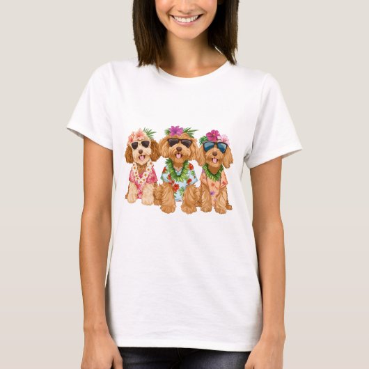 Hawaiian Goldendoodle Dogs Flower Lei T-shirt (Voorkant)