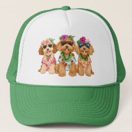 Hawaiian Goldendoodle Dogs Flower Lei Trucker Pet
