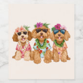 Hawaiian Goldendoodle Dogs Flower Lei Wijn Etiket (Enkel label)