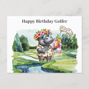 Hawaiian Golfer Verjaardag Feestdagenkaart
