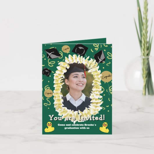 Hawaiian Graduation Party Lei Photo Invitation Kaart (Voorkant)