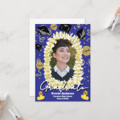 Hawaiian Graduation Plumeria Lei Confetti Photo Kaart (Voorkant / Achterkant in situ)