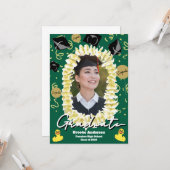 Hawaiian Graduation Plumeria Lei Confetti Photo Kaart (Voorkant / Achterkant in situ)