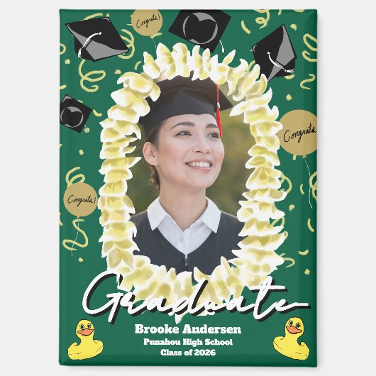 Hawaiian Graduation Plumeria Lei Confetti Photo Magneet (Voorkant)