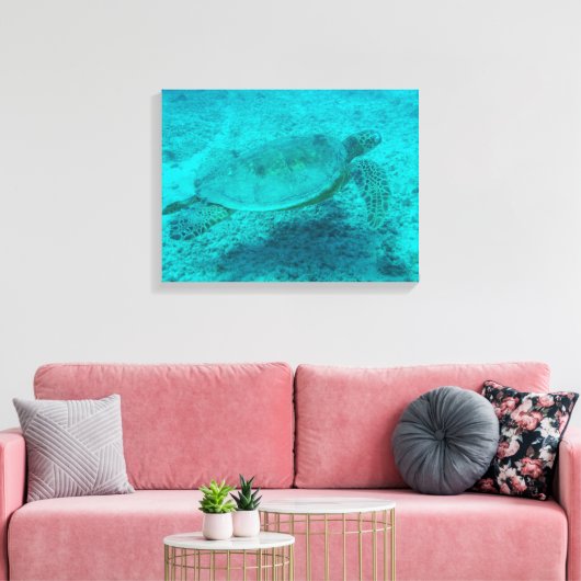 Hawaiian Green Zee Turtle Canvas afdrukken (Insitu (Woonkamer))