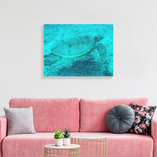 Hawaiian Green Zee Turtle Canvas afdrukken (Insitu (Woonkamer))