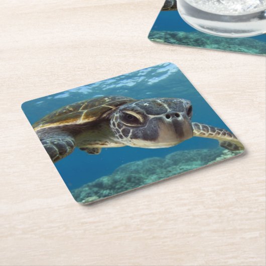 Hawaiian Green Zee Turtle Kartonnen Onderzetters (Schuin)