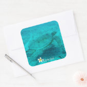 Hawaiian Green Zee Turtle Vierkante Sticker (Envelop)