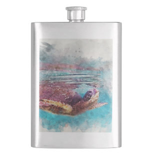 Hawaiian Green Zee Turtle Waterverf Painting Flacon