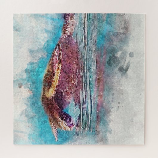 Hawaiian Green Zee Turtle Waterverf Painting Legpuzzel (Horizontaal)