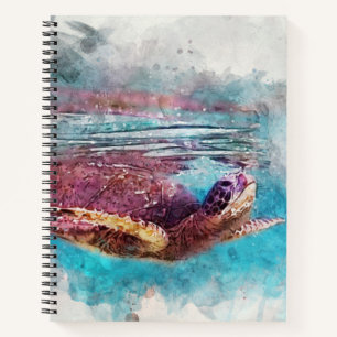Hawaiian Green Zee Turtle Waterverf Painting Notitieboek