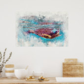 Hawaiian Green Zee Turtle Waterverf Painting Poster (Keuken)