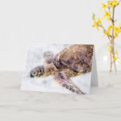 Hawaiian Green Zee Turtle - Zee Turtle Waterverf Kaart (Gele Bloem)