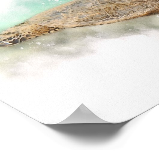 Hawaiian Green Zee Turtle - Zee Turtle Waterverf Poster (Hoek)