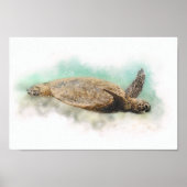 Hawaiian Green Zee Turtle - Zee Turtle Waterverf Poster (Voorkant)