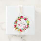 Hawaiian Greenery Fruits Birds Pool Birthday Bedankjes Labels (In situ)