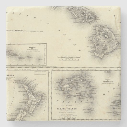 Hawaiian Group of Sandwich Islands Stenen Onderzetter (Voorkant)