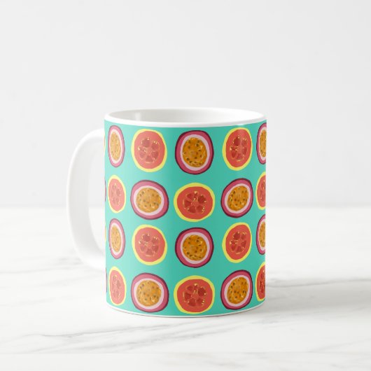 Hawaiian Guava and Lilikoi Pattern Mug Teal Koffiemok (Voorkant links)