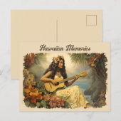  Hawaiian Guitar Girl Travel Briefkaart (Voorkant / Achterkant)