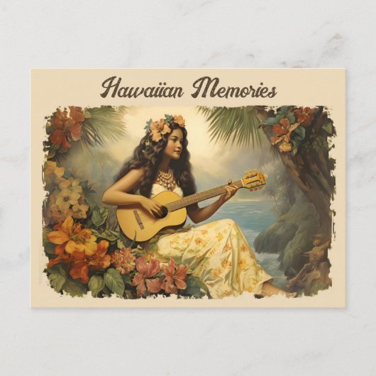  Hawaiian Guitar Girl Travel Briefkaart (Voorkant)