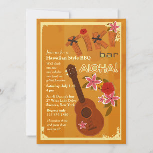 Hawaiian Guitar Invitation Kaart