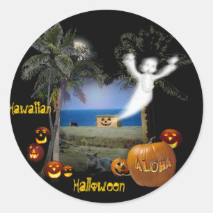 Hawaiian Halloween Ronde Sticker