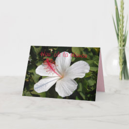 Hawaiian Happy Birthday White Hibiscus Kaart