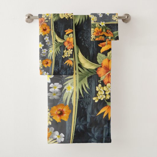 Hawaiian Hibiscus Aloha Shirt Towel Set Bad Handdoek (Insitu)