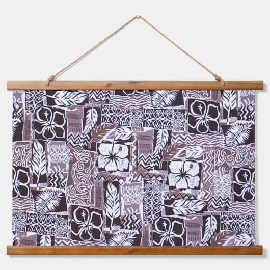 Hawaiian Hibiscus Bark Cloth Hangend Wandkleed (Voorkant)