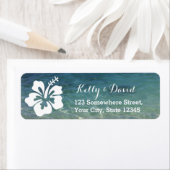 Hawaiian Hibiscus Beach Wedding Return Address Etiket (Insitu)
