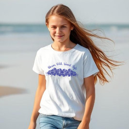 Hawaiian Hibiscus Bloemen Blauw T-shirt