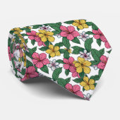 Hawaiian Hibiscus Bloemen Gepersonaliseerde Grooms Stropdas (Opgerold)