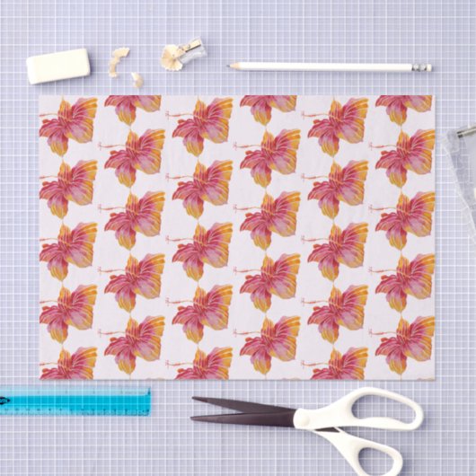 Hawaiian Hibiscus Bloempatroon 10lb Weefseldocumen Tissuepapier (Craft)