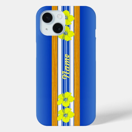 Hawaiian Hibiscus Blue Surfboard Case-Mate iPhone Case (Achterkant)