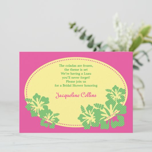 Hawaiian Hibiscus Bridal Shower Kaart (Staand voorkant)