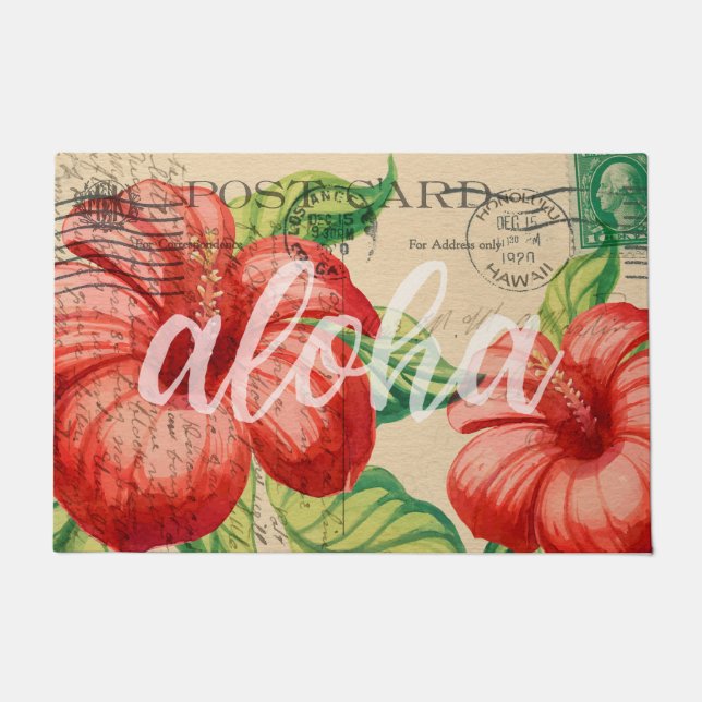  Hawaiian Hibiscus Briefkaart Deurmat (Voorkant)