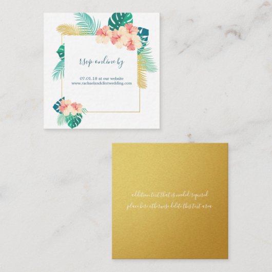 Hawaiian Hibiscus Bruiloft RSVP Kaarten (Voorkant / Achterkant)