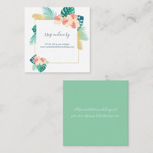 Hawaiian Hibiscus Bruiloft RSVP Kaarten (Voorkant / Achterkant)