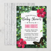 Hawaiian Hibiscus & Butterfly Tropisch Baby shower Kaart (Voorkant / Achterkant)