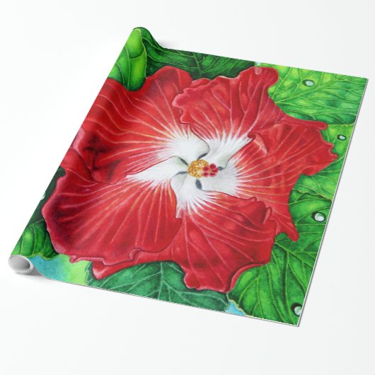 Hawaiian Hibiscus Cadeaupapier (Uitgerold)
